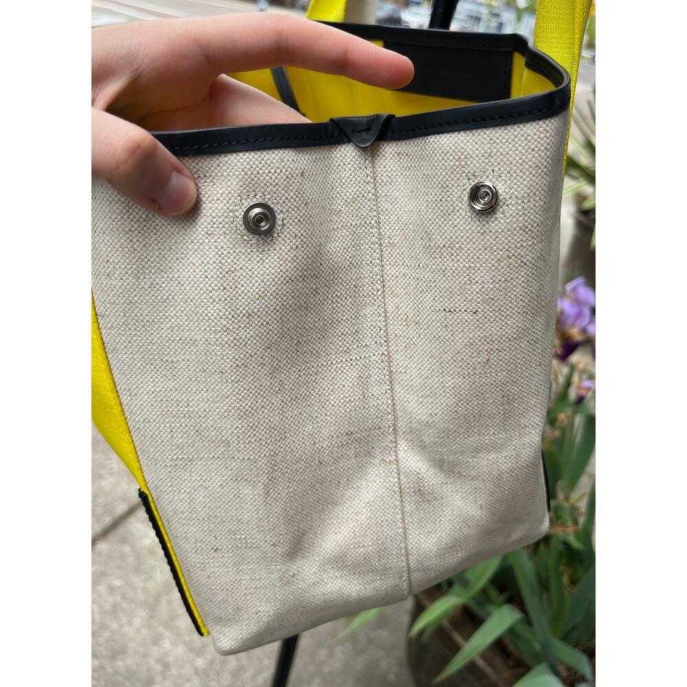 BALENCIAGA PARIS Cabas Cream & Yellow Canvas & Leather Tote Bag w/Pouch - Picture 6 of 13